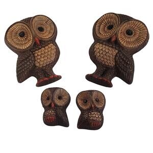 Vintage Big Eyes Foam Owls Family  1981 Foam Craft Set of 4 Parliament Big baby